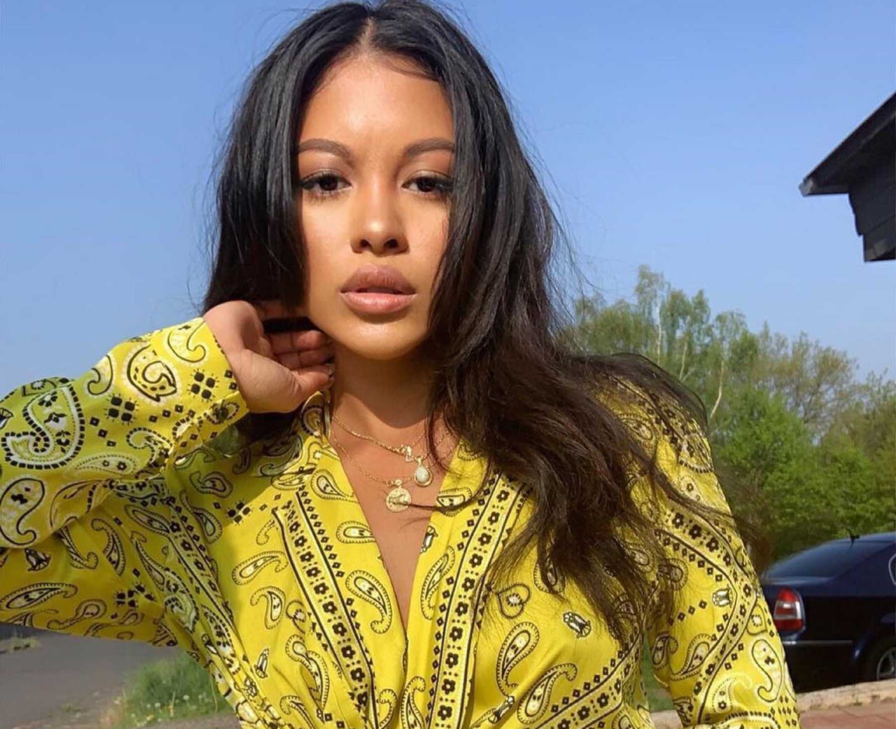 Chris Brown’s Baby Mama, Ammika Harris Shows Off A Lot Of Skin In This New Challenge – See Her Deep Cleavage