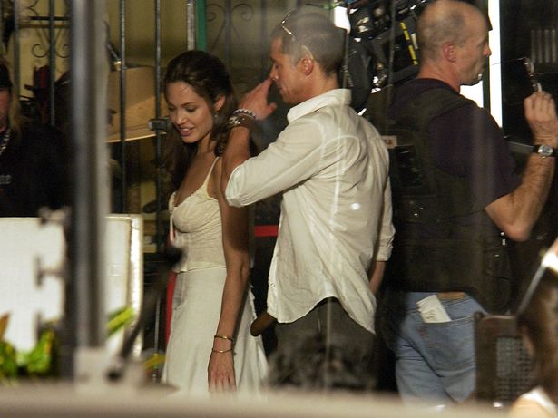 Angelina and Brad were pictured looking close on the Los Angeles film set