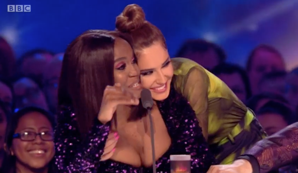 Cheryl embraces Oti as she is left emotional by Michael and Jowita's performance