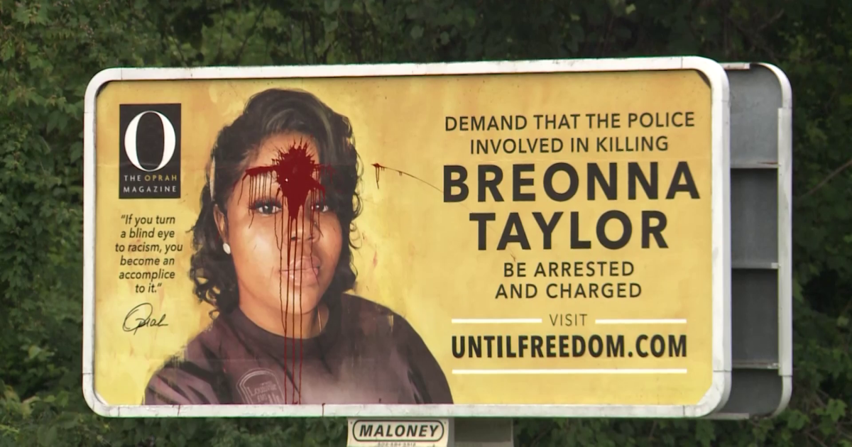 Breonna Taylor billboard vandalized with red paint