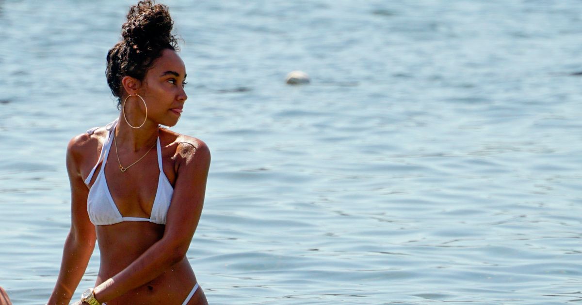 Little Mix’s Leigh-Anne Pinnock splashes around in white bikini on Ibiza break