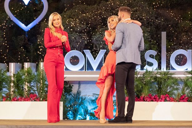 Laura Whitmore announcing the winners Paige Turley and Finley Tapp at the Love Island final in South Africa