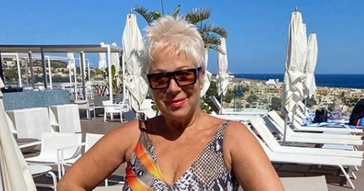 Denise Welch, 62, shows off age-defying body in plunging snake print swimsuit