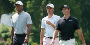 Tiger Woods, Justin Thomas, Rory McIlroy