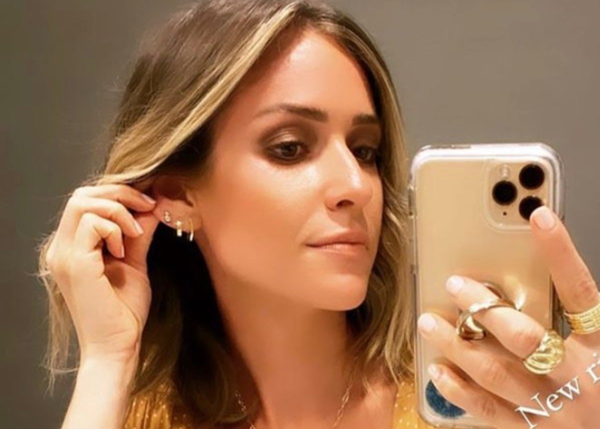 Kristin Cavallari Glows In Uncommon James And Urban Outfitters Gold Dress