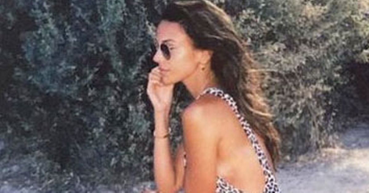 Michelle Keegan poses in leopard print swimsuit and jokes about her ‘white bits’