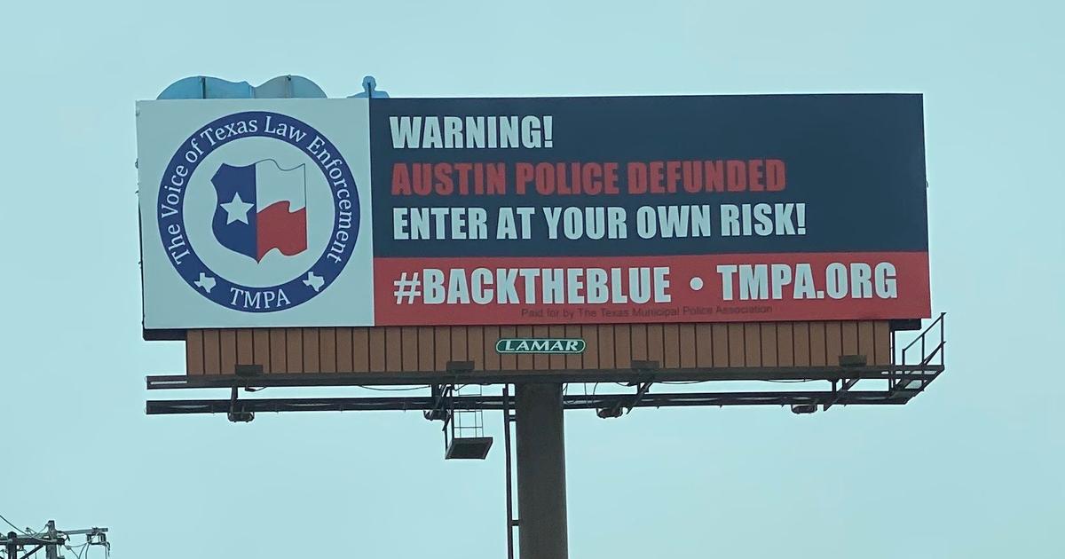 Texas police group puts up billboard warning “enter at your own risk,” saying Austin defunded police