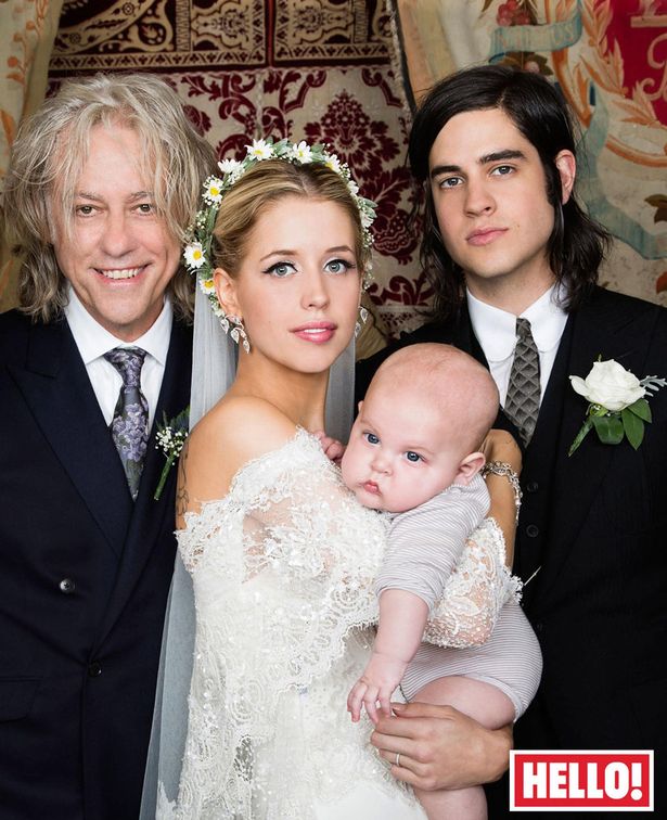 Peaches with her father, Bob Geldof, and husband on her wedding day