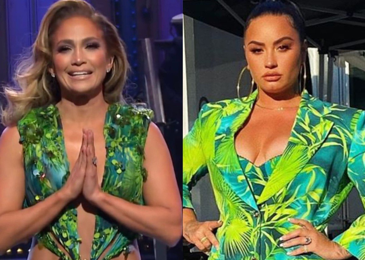 Demi Lovato Looks Exquisite In The Versace Jungle Print That J.Lo Made Famous! — See The Photos!