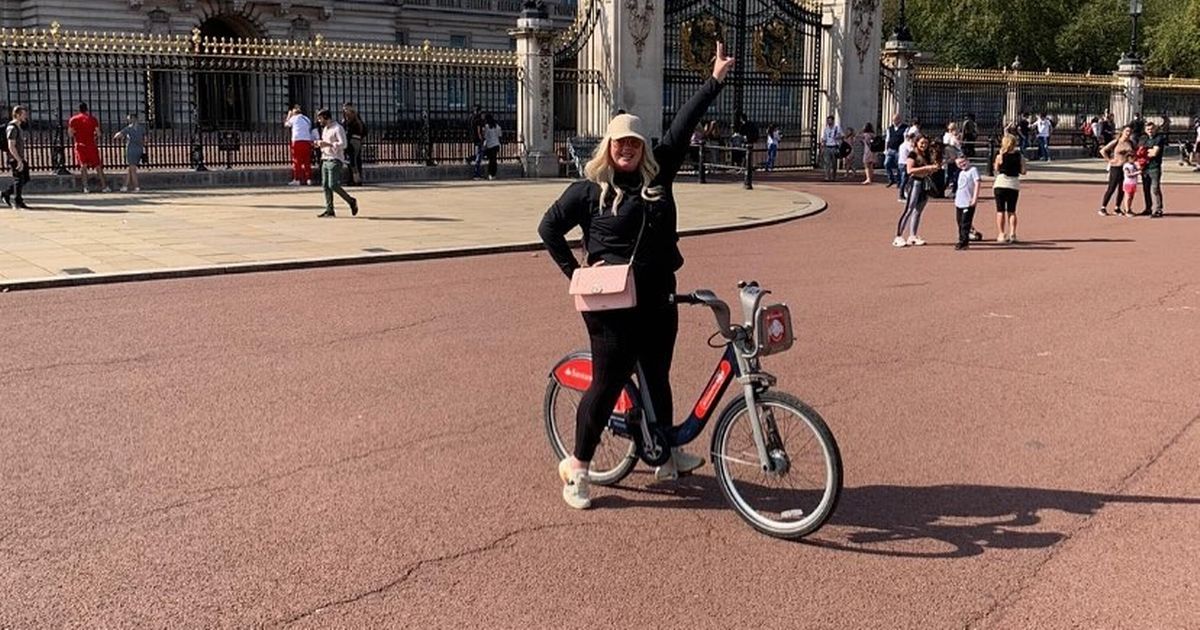 Gemma Collins shows off shrinking frame during mammoth bike ride in London