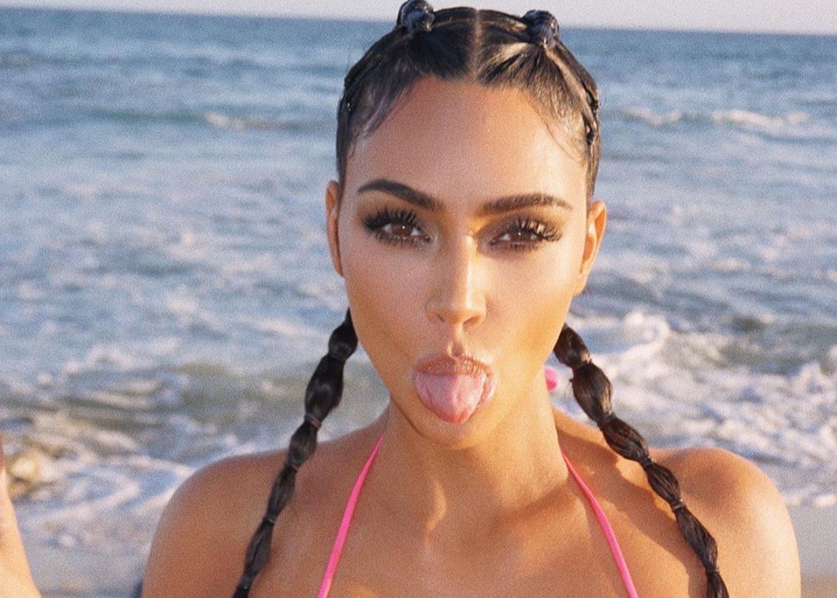 Kim Kardashian Puts Her Curves On Full Display In Tiny Two Piece Bathing Suit