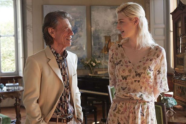 Mick Jagger and Elizabeth Debicki in The Burnt Orange Heresy