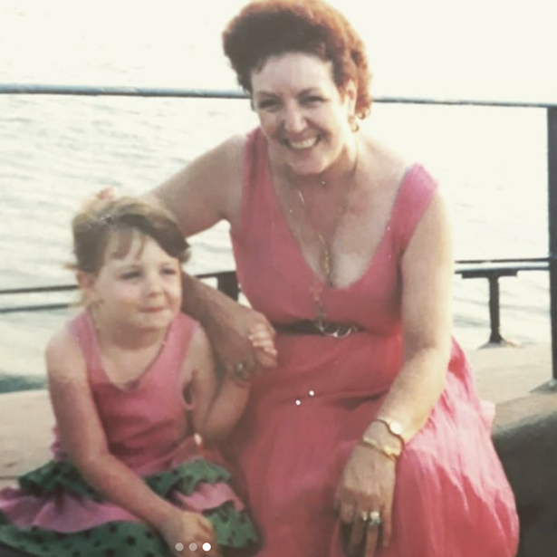 Stacey Dooley as a child at the seaside with her mum Diane