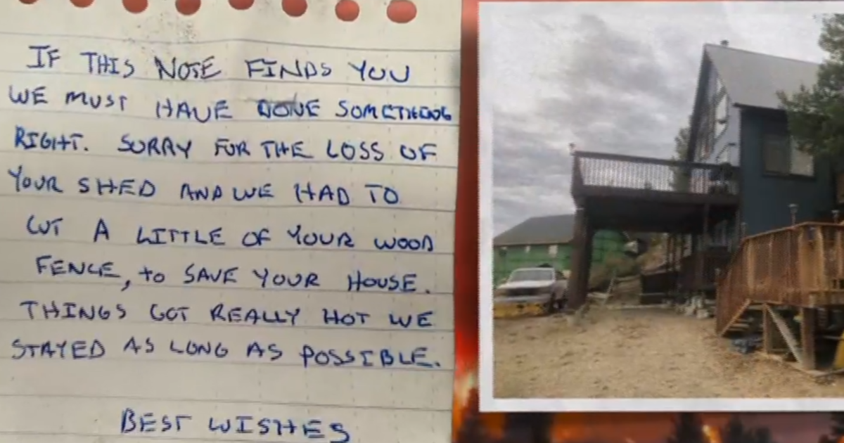 Firefighters save cabin from wildfire and leave note for owner