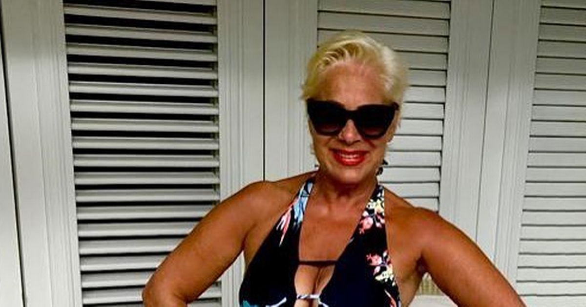 Denise Welch, 62, shows off ageless figure and perfect pins in plunging swimsuit