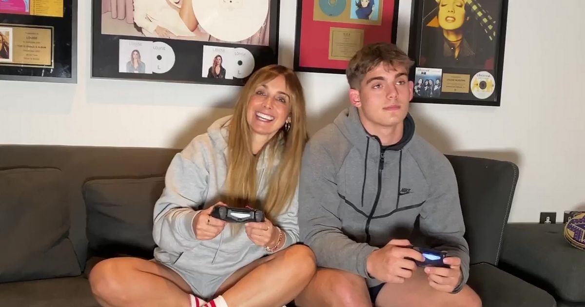 Louise Redknapp’s son Charley cringes as she tries to play video games with him