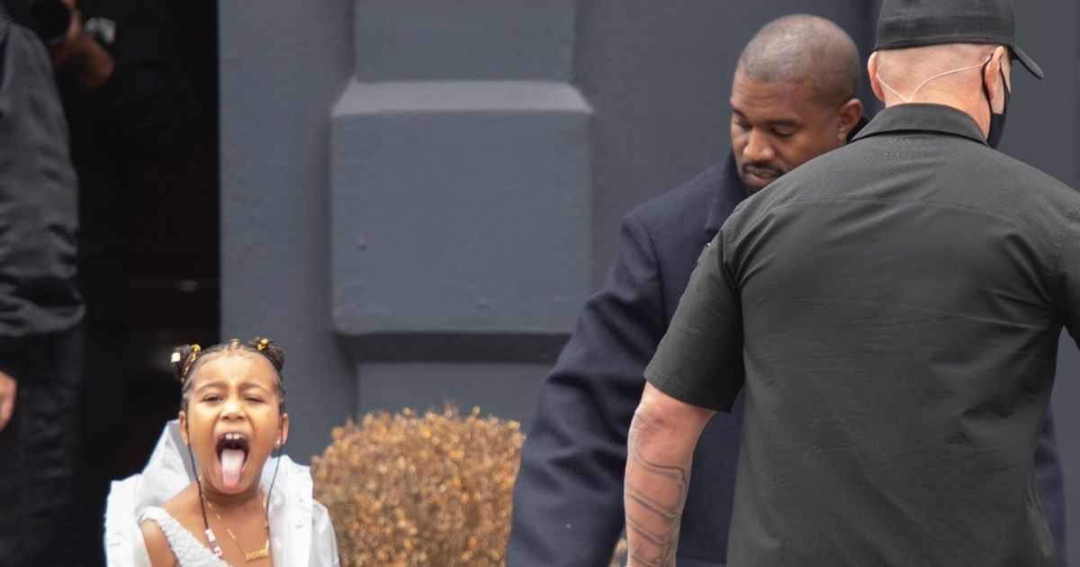 Kim Kardashian’s cheeky daughter North pokes tongue out alongside dad Kanye West