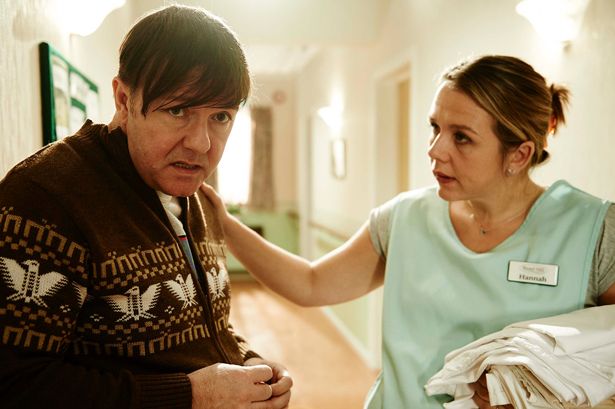 Derek (Ricky Gervais) and Hannah (Kerry Godliman) in TV series Derek