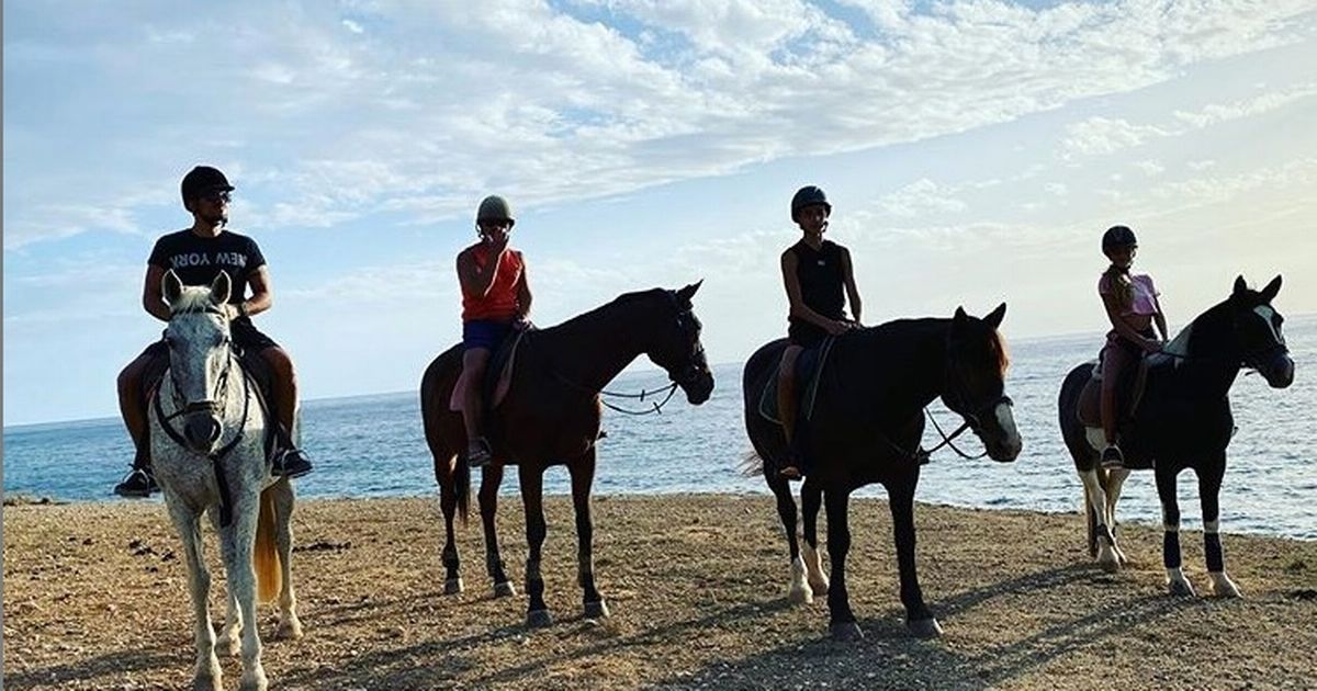 Peter Andre shows off family bond as he takes the kids horse-riding in Cyprus