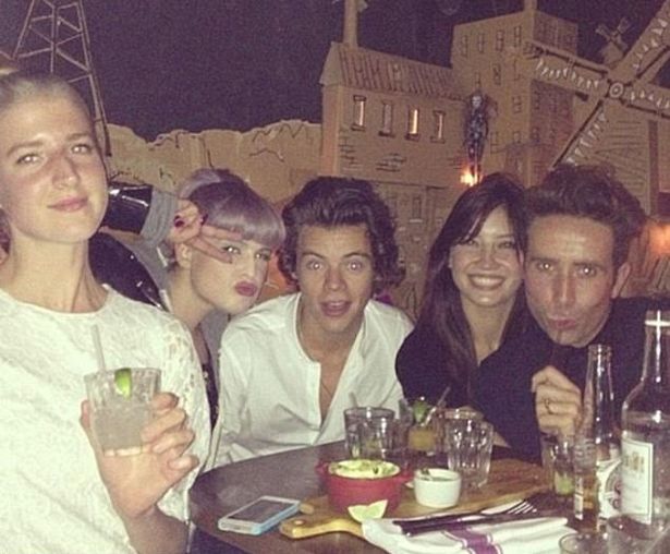 Harry with showbiz pals Kelly Osbourne, Daisy Lowe and Nick Grimshaw