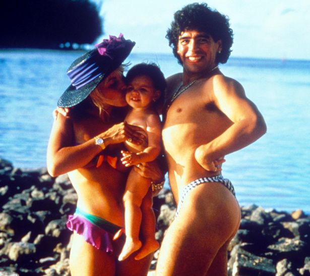 Maradona with ex-wife Claudia and their daughter Dalma who begged him to get clean