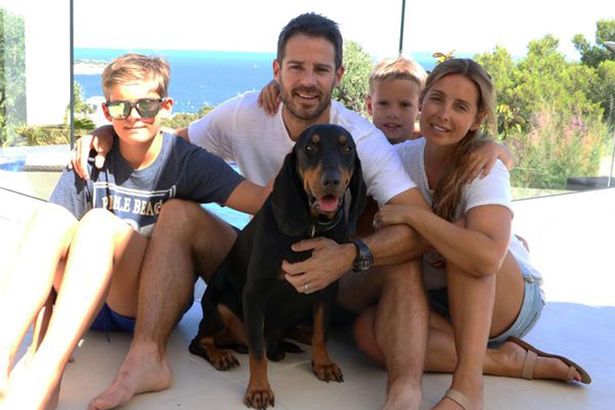 Jamie and Louise Redknapp with sons Charley (left) and Beau with rescue dog Corky