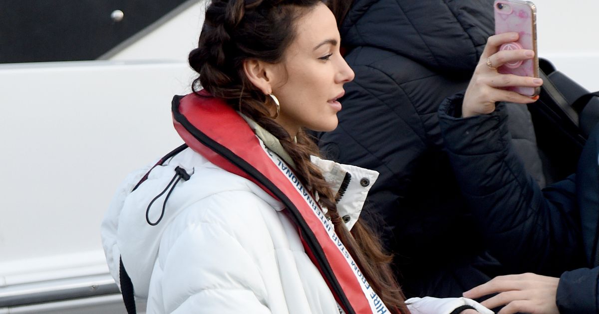 Michelle Keegan wraps up warm filming macabre scene on Brassic set in Wales