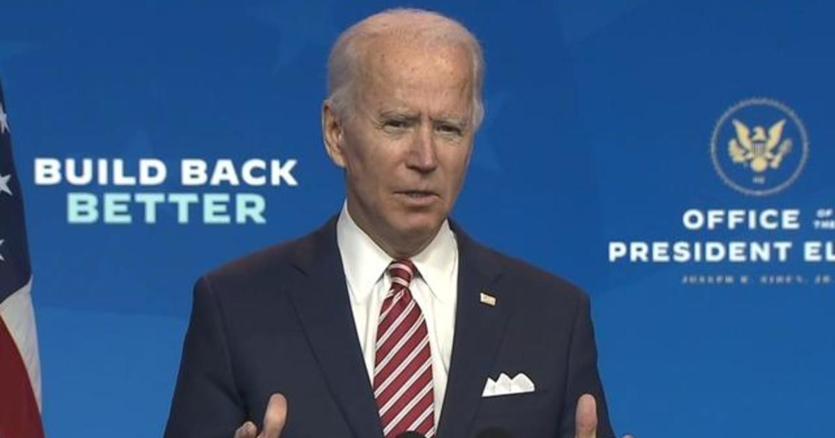 President-elect Joe Biden says COVID must be under control for the economy to recover