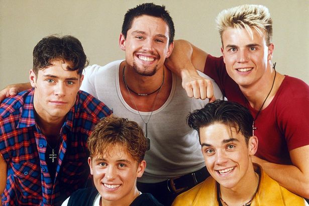 Gary Barlow, Howard Donald, Jason Orange, Mark Owen, Robbie Williams - TAKE THAT, pictured in 1992