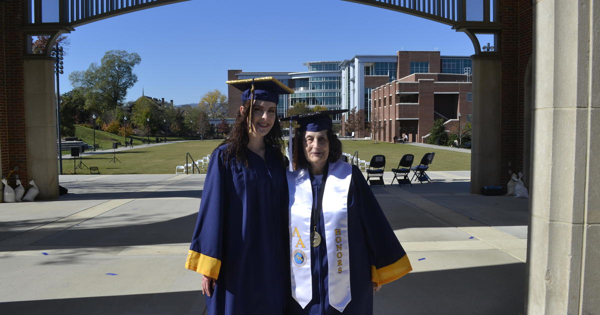 Grandmother graduates college with her granddaughter