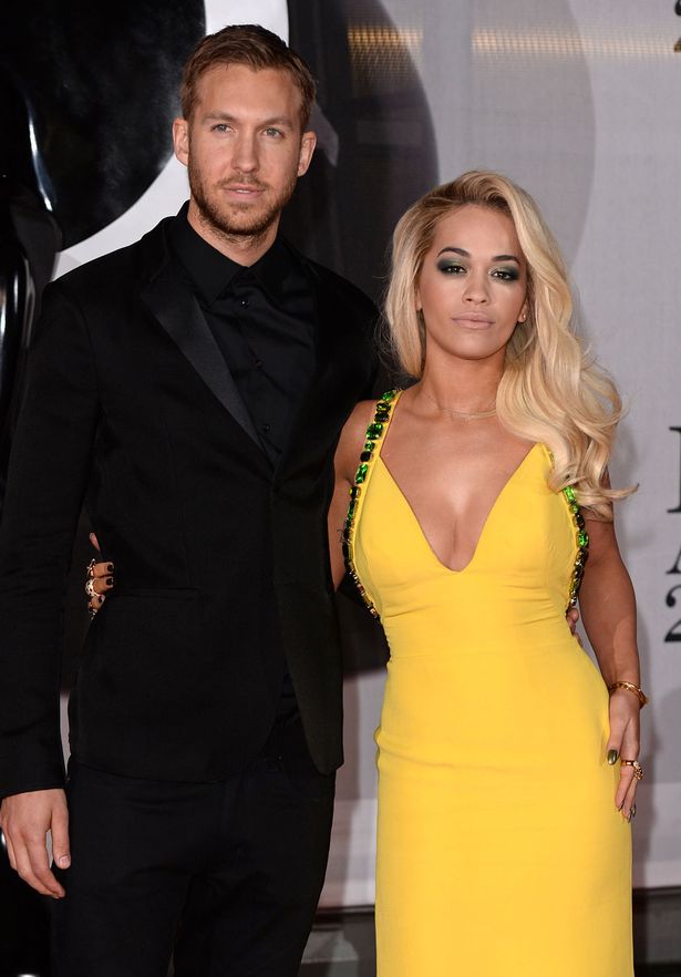 Calvin Harris and Rita Ora at the Brit Awards 2014