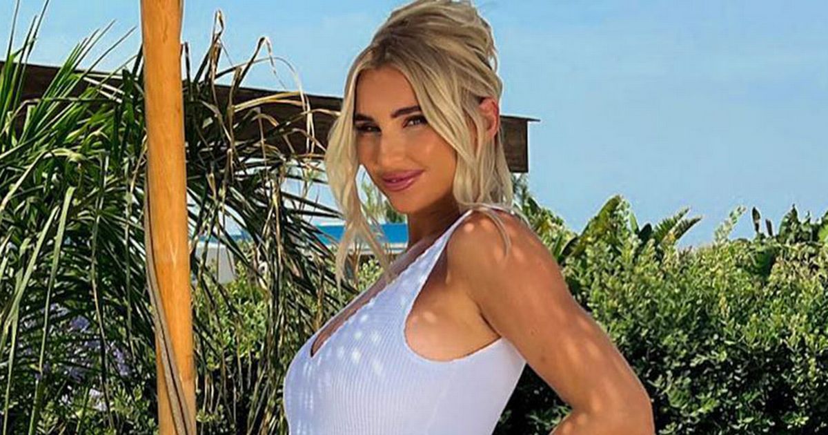 Pregnant Billie Faiers cradles baby bump as she models swimsuits and bikinis