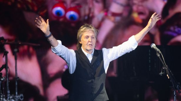 Paul McCartney performs as he headlines the Pyramid Stage