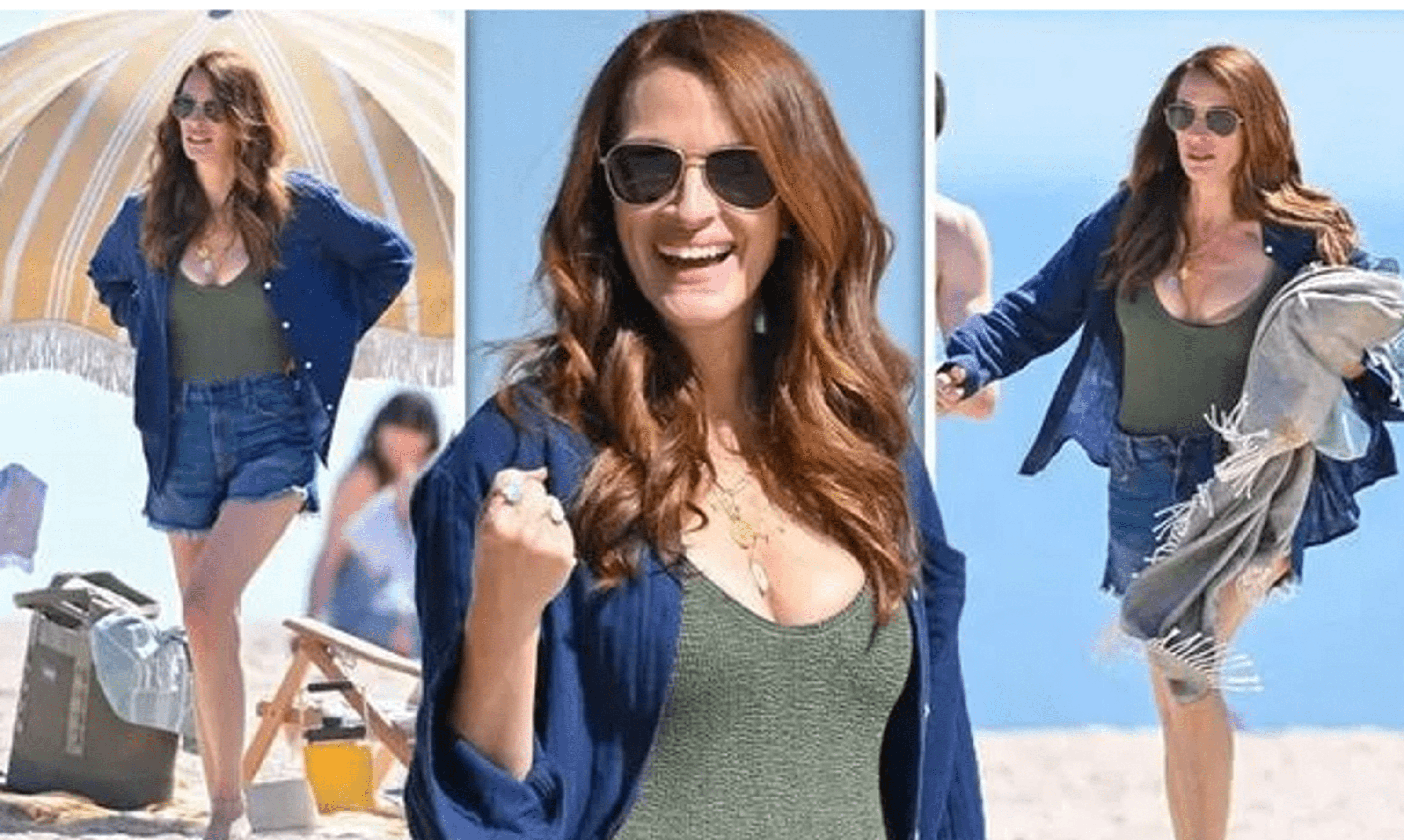 Julia Roberts in denim mini shorts boasted a toned figure