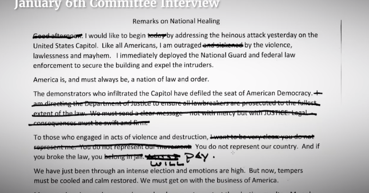 Trump deleted line about prosecuting Jan. 6 rioters from speech, panel reveals