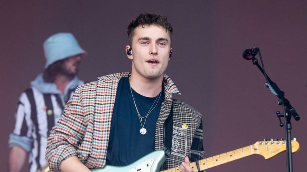 Sam Fender performs on the Pyramid Stage during day three of Glastonbury