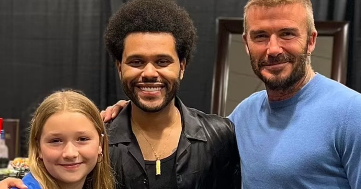 David Beckham jokes he’s an ’embarrassing dad’ as he joins Harper at The Weeknd Miami gig