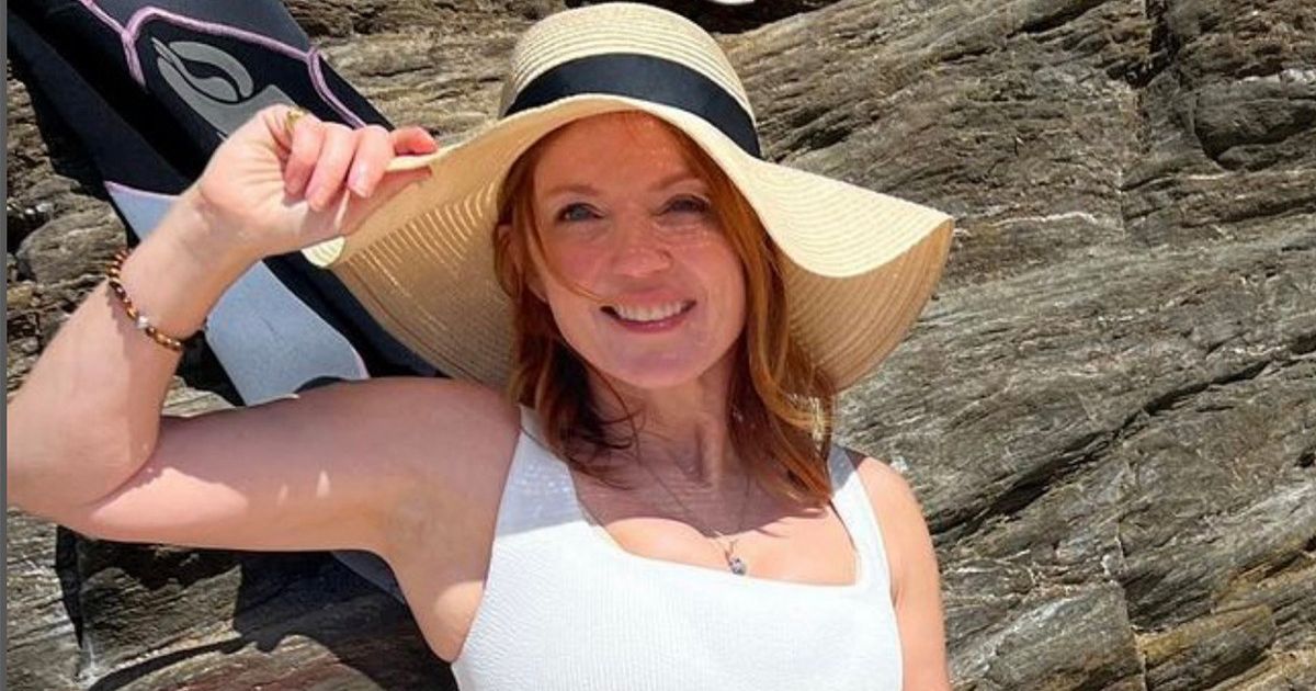 Geri Horner celebrates her 50th birthday in a white swimsuit as Spice Girls send love