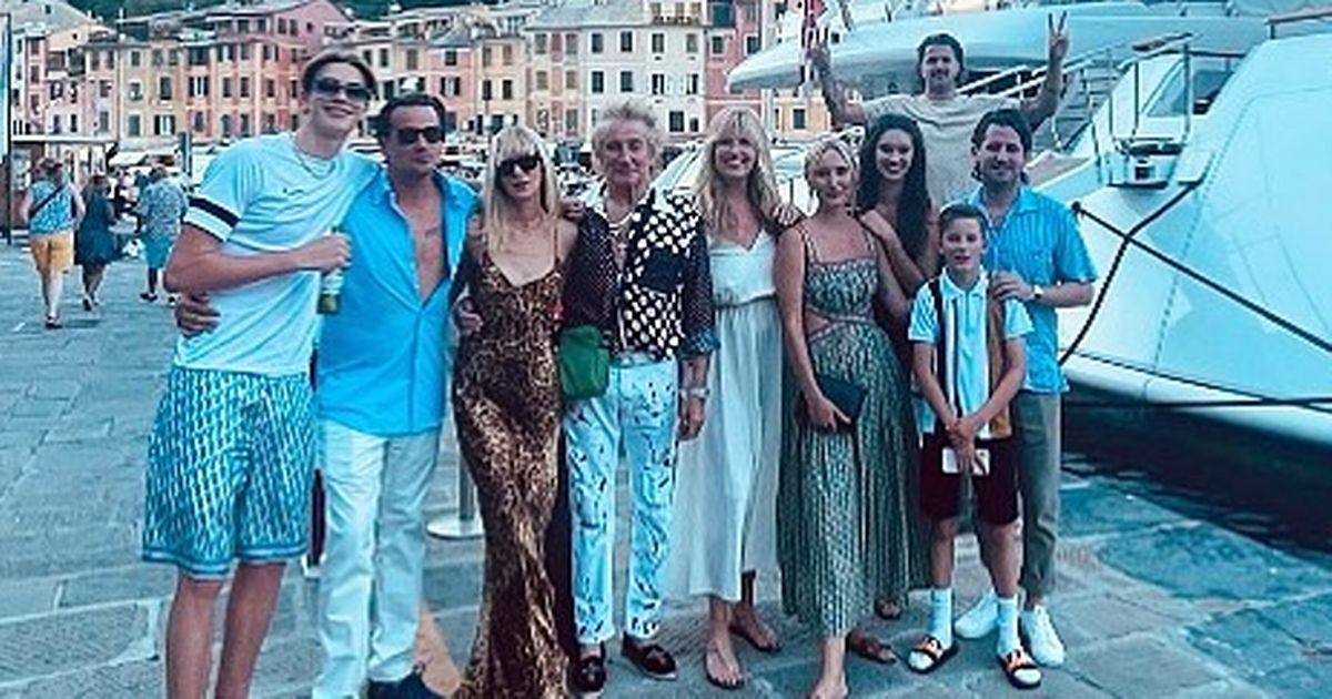 Rod Stewart, 77, joins seven of his children and wife Penny in rare family snap in Italy